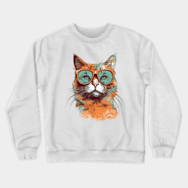 Modern ginger cat with sunglasses Crewneck Sweatshirt by bigmomentsdesign